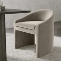 A1/KSY001 ONLY OPENED - Upholstered Mink Velvet Curved Tub Dining Chair - Kelsey