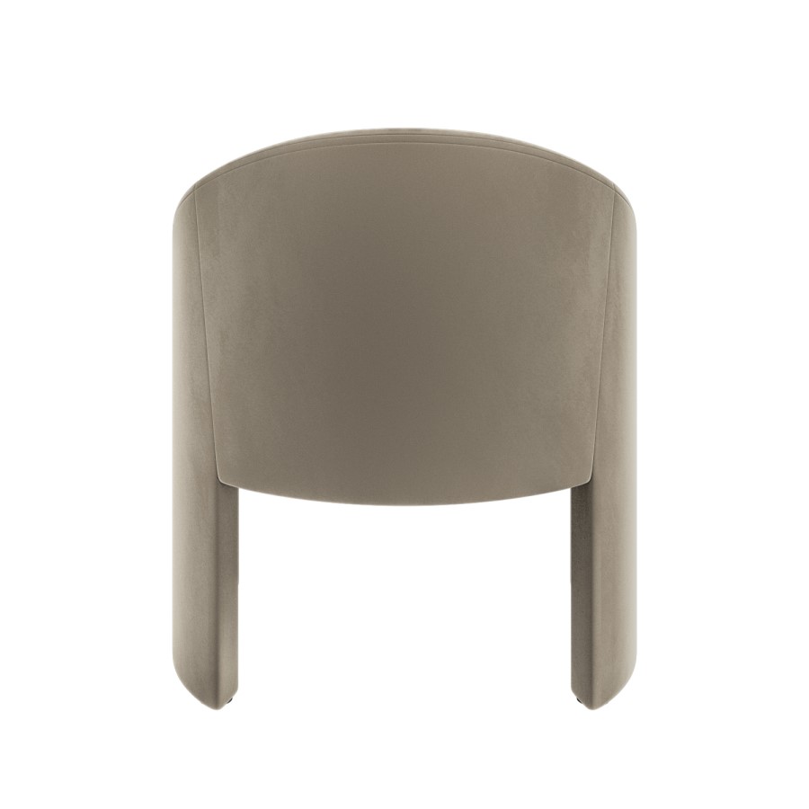 Set of 4  Upholstered Mink Velvet Curved Dining Chairs - Kelsey