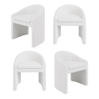 Set of 4 Upholstered White Boucle Curved Tub Dining Chairs - Kelsey