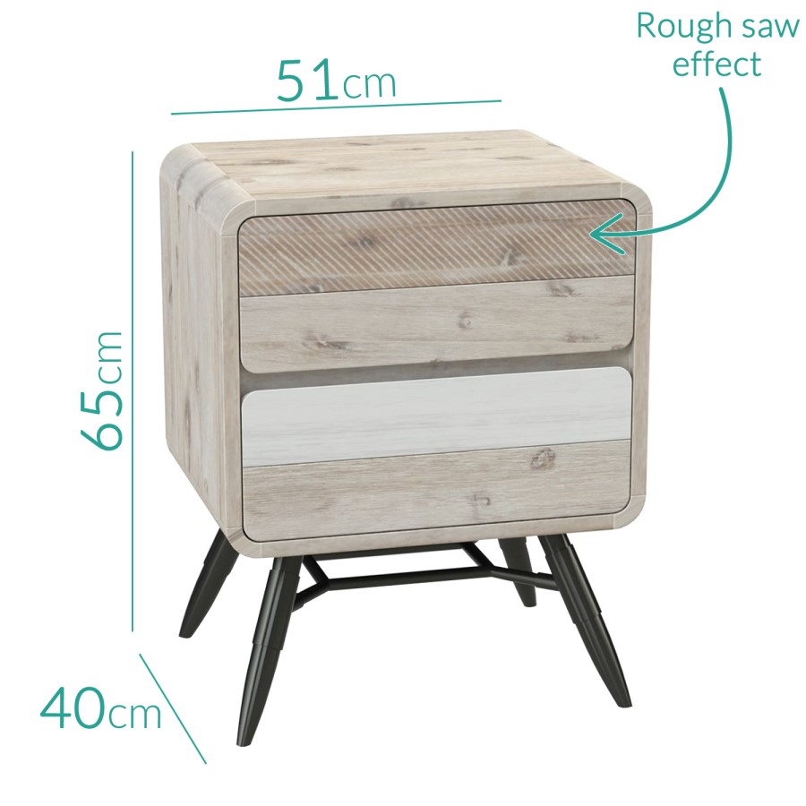 Kuta Modern Reclaimed Wood  Bedside Table - Industrial Style