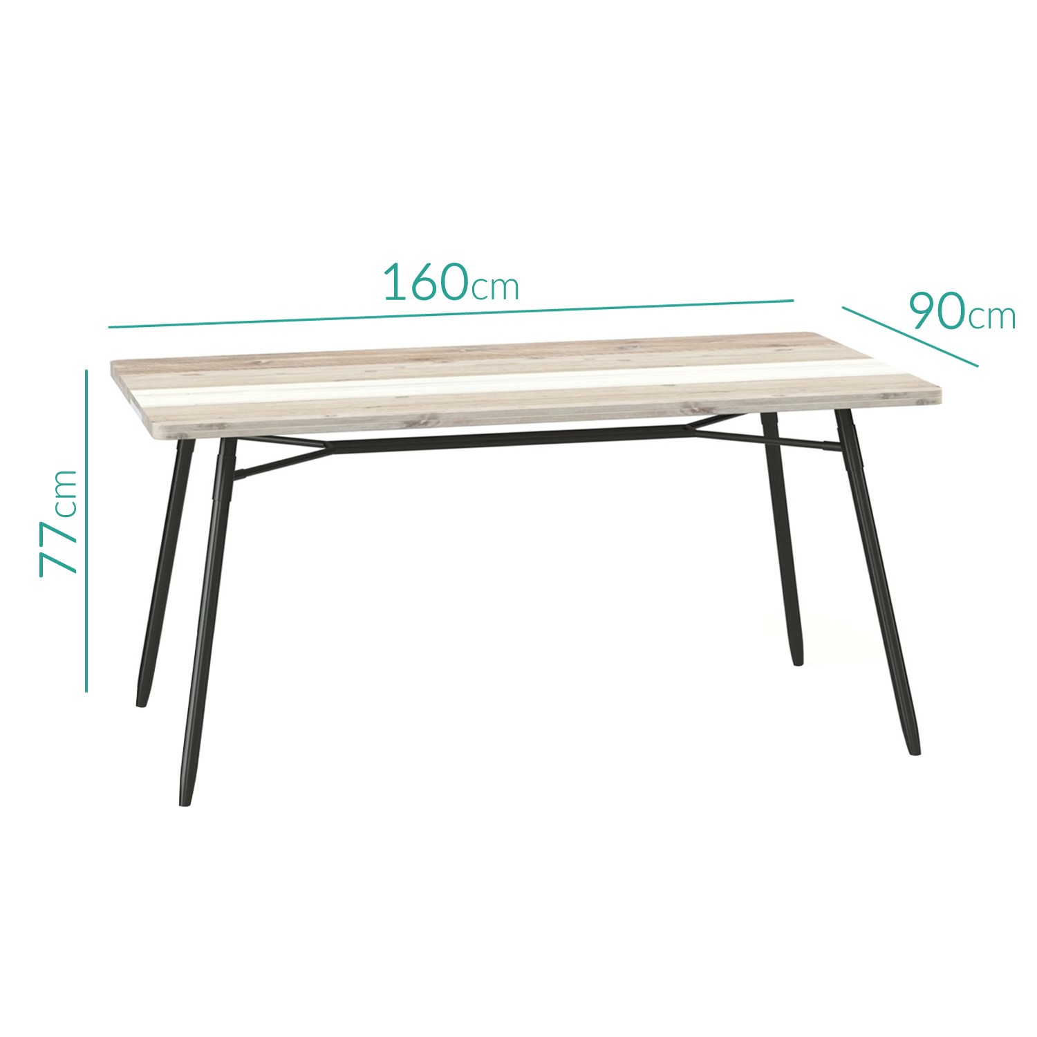 Grade A1 Kuta Industrial Style Reclaimed Wood Dining Table With Metal Legs Seats Up To 6 Furniture123