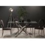 Vida Living Kalmar Rectangular Glass 4 Seater Dining Table with 4 Velvet Dining Chairs in Black