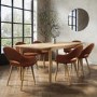 Oak Extendable Dining Table Set with 6 Burnt Orange fabric chairs - Leena