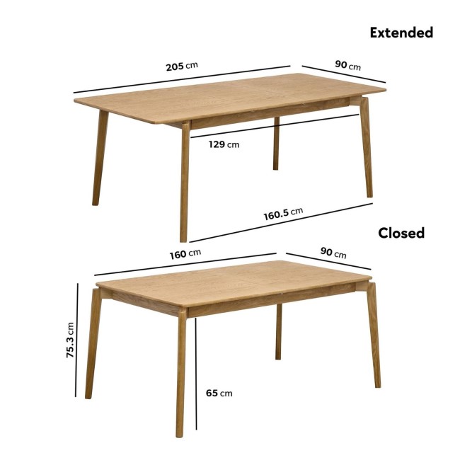 Oak Extendable Dining Table Set with 6 Burnt Orange fabric chairs - Leena