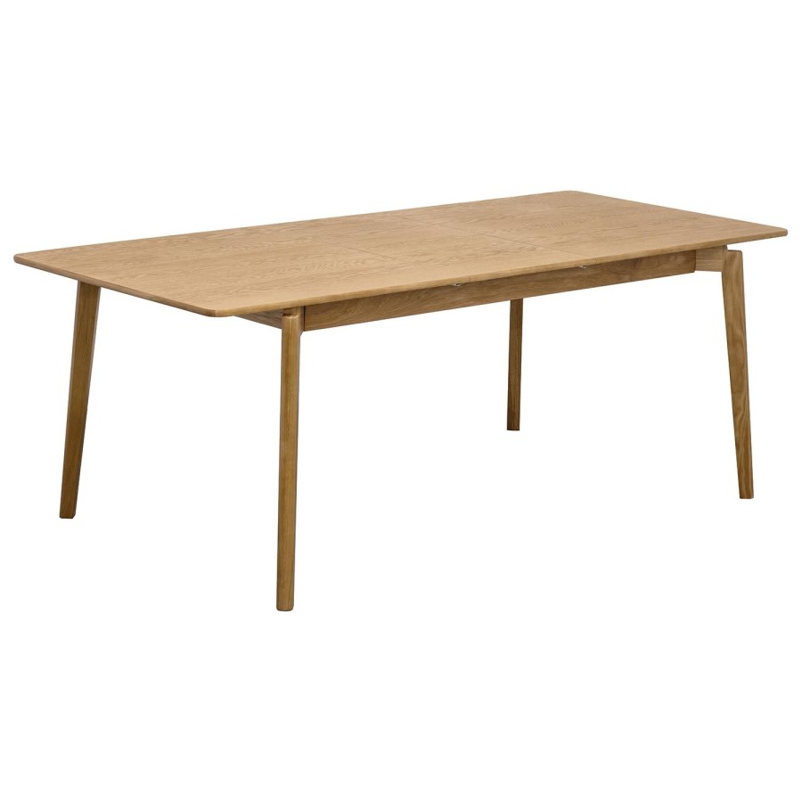 Large Rectangular Oak Extendable Dining Table Set with 6 Burnt Orange Upholstered Chairs - Seats 6 - Leena