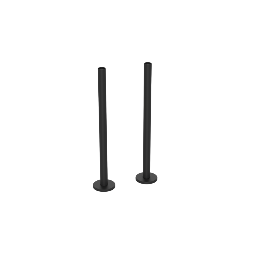 Black Designer Vertical Single Panel Radiator 800 x 440mm with Pipe Kit and Angled Valves - Laguna