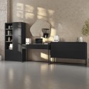 BUN/LAR001/83929 Matt Black Office Desk with Bookcase and Storage Cabinet Set - Larsen