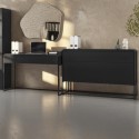 BUN/LAR005/85019 Matt Black Office Desk and Storage Cabinet Set - Larsen