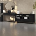 BUN/LAR005/85021 Matt Black Office Desk and Sideboard with Storage Set - Larsen