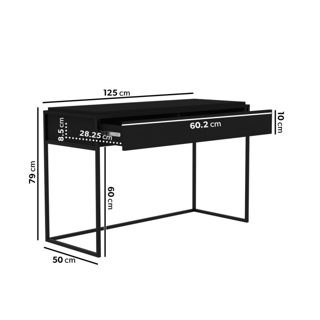 Matt Black Office Desk and Tall Metal Bookcase Set - Larsen