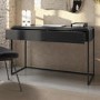 Matt Black Wood Computer Desk with Drawer & Hot Pink Velvet Office Chair with Gold Base - Larsen - Marley