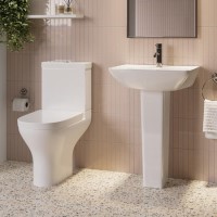 Close Coupled Toilet and Full Pedestal Basin Bathroom Suite - Laurel