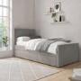 Single Guest Bed with Trundle and 2 Mattresses in Grey Velvet - Layla