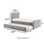 Single Guest Bed with Trundle and 2 Mattresses in Grey Velvet - Layla
