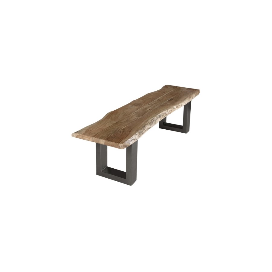 Indian Hub Live Edge Large Dining Table with 2 Dining Benches