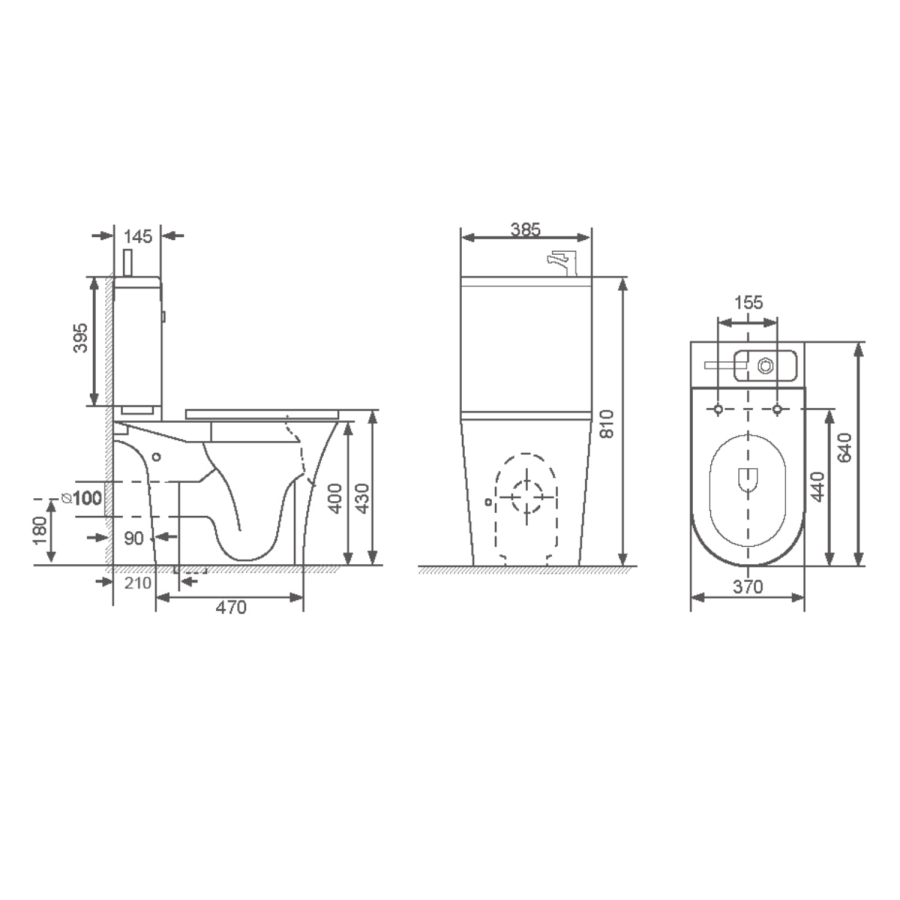Close Coupled Open Back Toilet with Sink on Top & Chrome Fittings Cloakroom Suite - Legend
