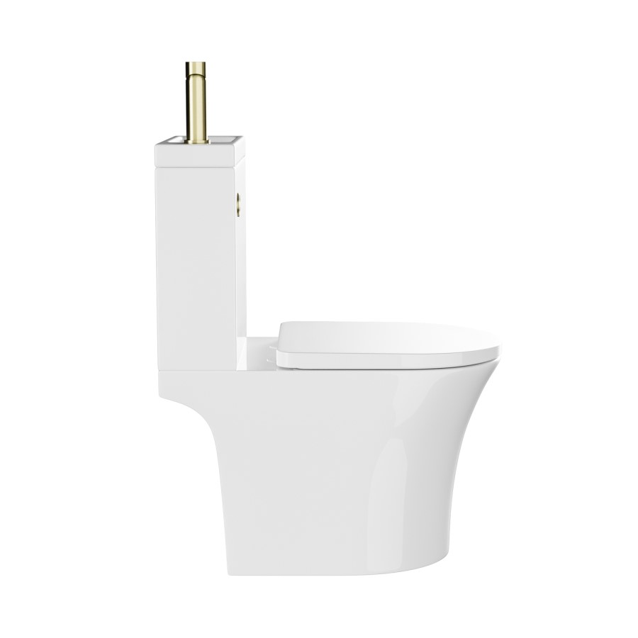 ONLY OPENED - Close Coupled Open Back Toilet with Sink on Top & Brass Fittings - Legend