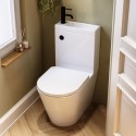 BUN/LEGOCBPAN/97628 Close Coupled Closed Back Toilet with Sink on Top & Black Fittings Cloakroom Suite - Legend