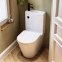 Close Coupled Closed Back Toilet with Sink on Top & Black Fittings Cloakroom Suite - Legend