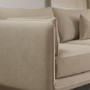 Beige Velvet 3 Seater Sofa with Square Arms - Lenny