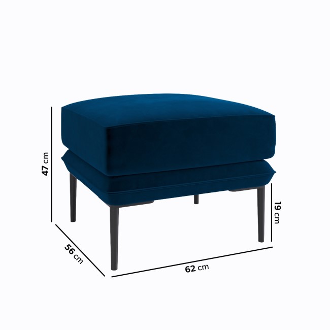 Small Navy Velvet Footstool - Lenny