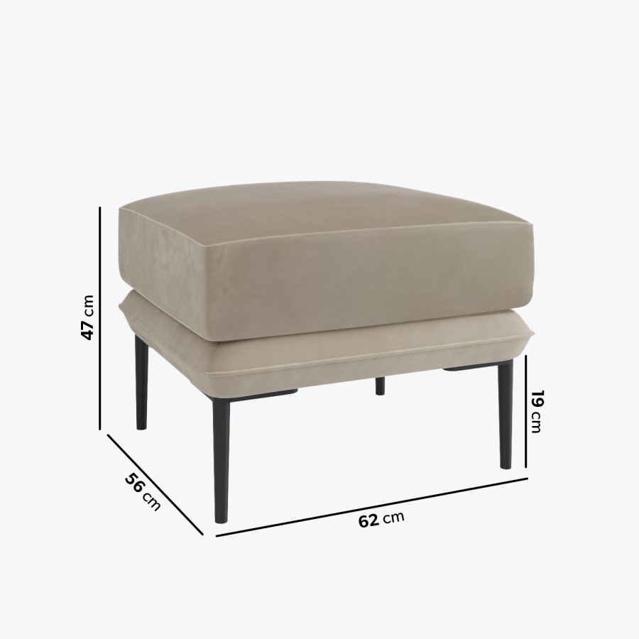 ONLY OPENED - Small Beige Velvet Footstool - Lenny