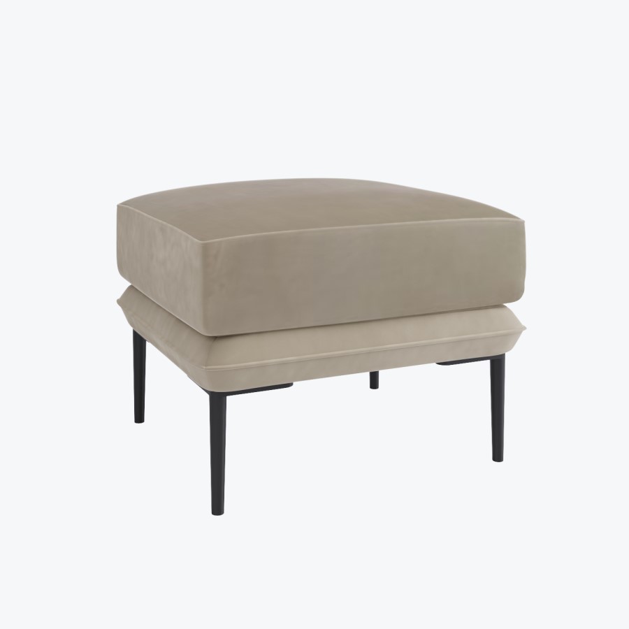 ONLY OPENED - Small Beige Velvet Footstool - Lenny