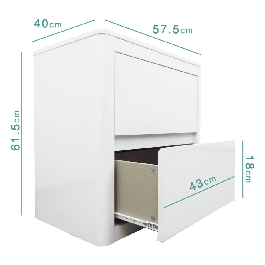 Lexi White High Gloss Pair of Bedside Tables