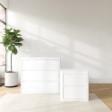 BUN/LEX002/84554 White Bedside Table and Chest of Drawers Set - Lexi