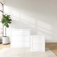 White Bedside Table and Chest of Drawers Set - Lexi