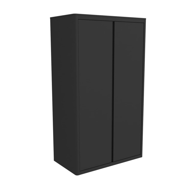 Dark Grey High Gloss 2 Door Double Wardrobe with Curved Edges - Lexi