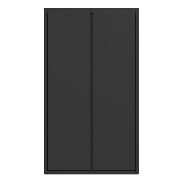 Dark Grey High Gloss 2 Door Double Wardrobe with Curved Edges - Lexi