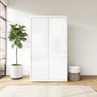 GRADE A1 - White High Gloss 2 Door Double Wardrobe with Curved Edges - Lexi