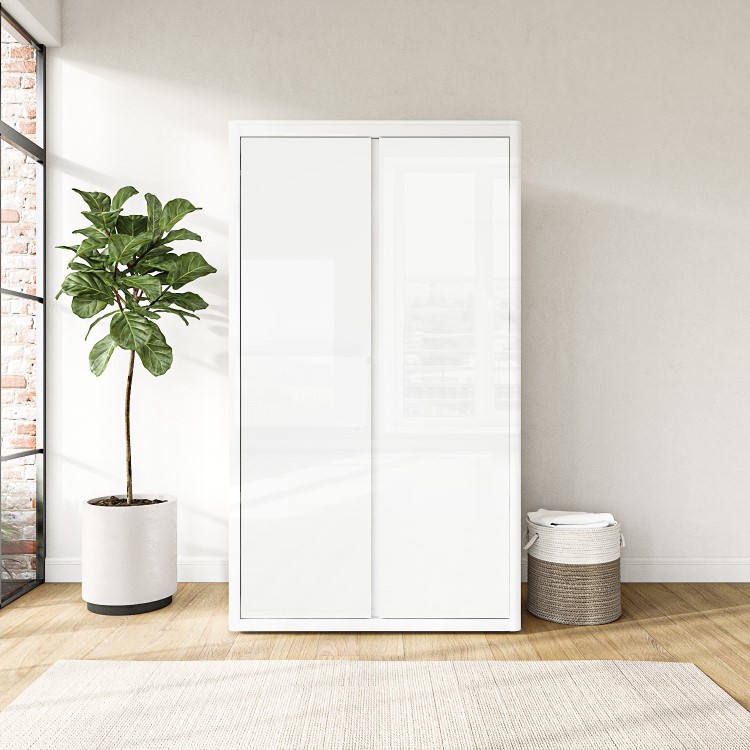 White Gloss Double Wardrobe with Soft Close Doors - Lexi