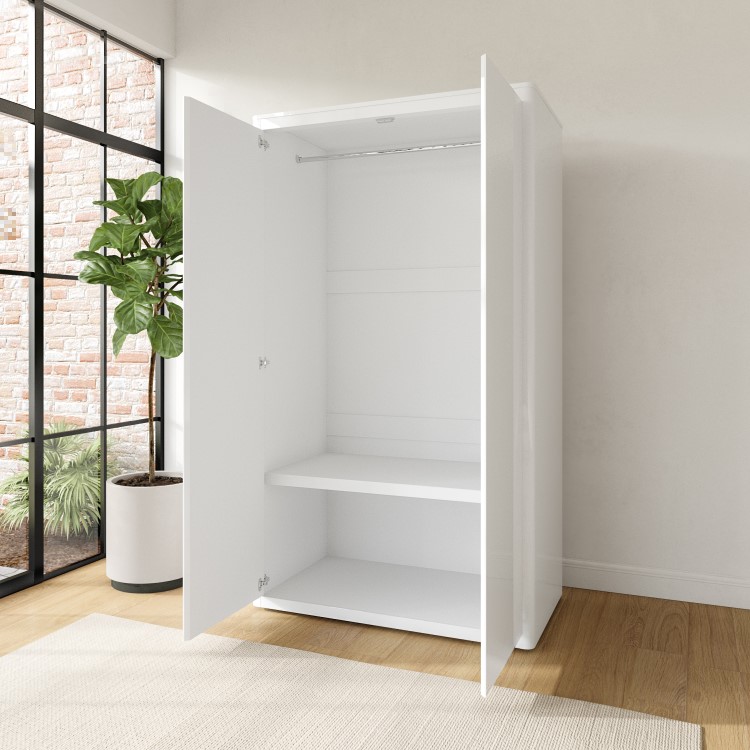 White Gloss Double Wardrobe with Soft Close Doors - Lexi