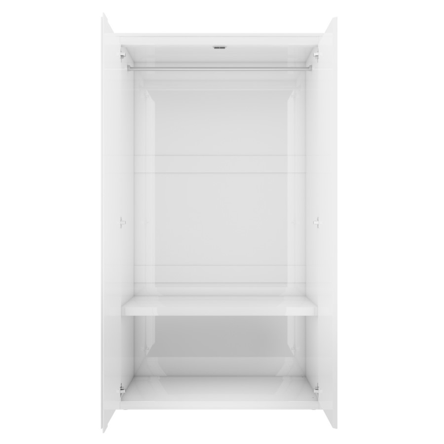 Grade A2 - White High Gloss 2 Door Double Mirrored Wardrobe with Curved Edges - Lexi
