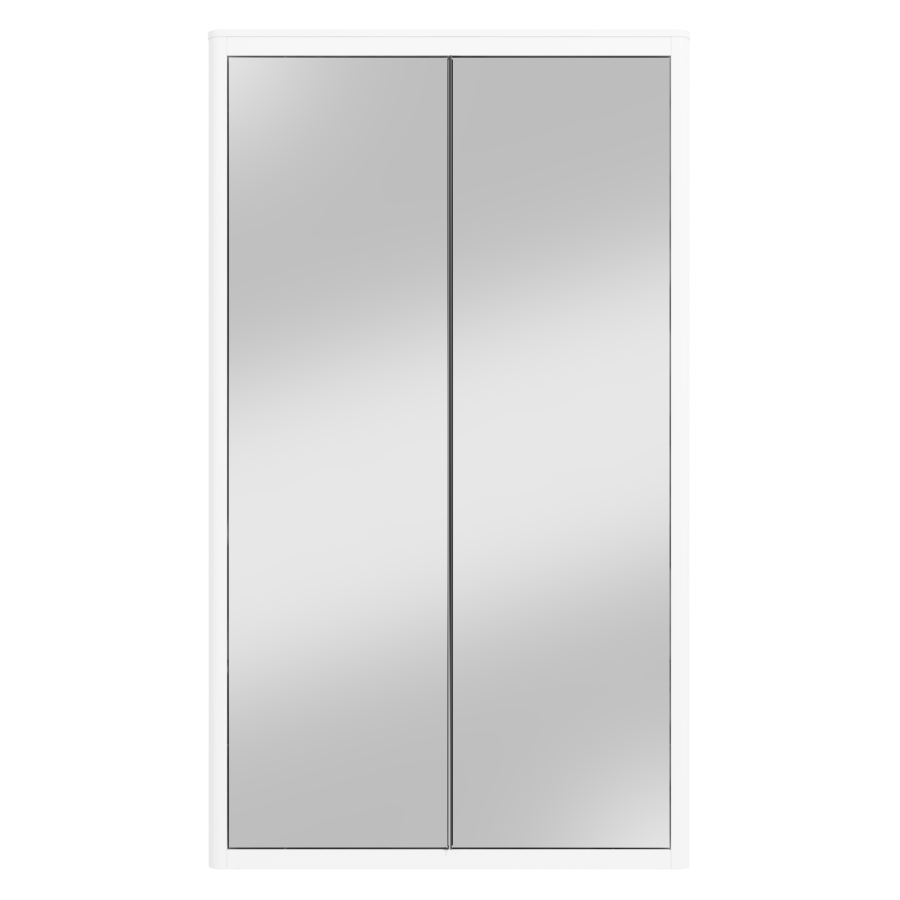 Grade A2 - White High Gloss 2 Door Double Mirrored Wardrobe with Curved Edges - Lexi