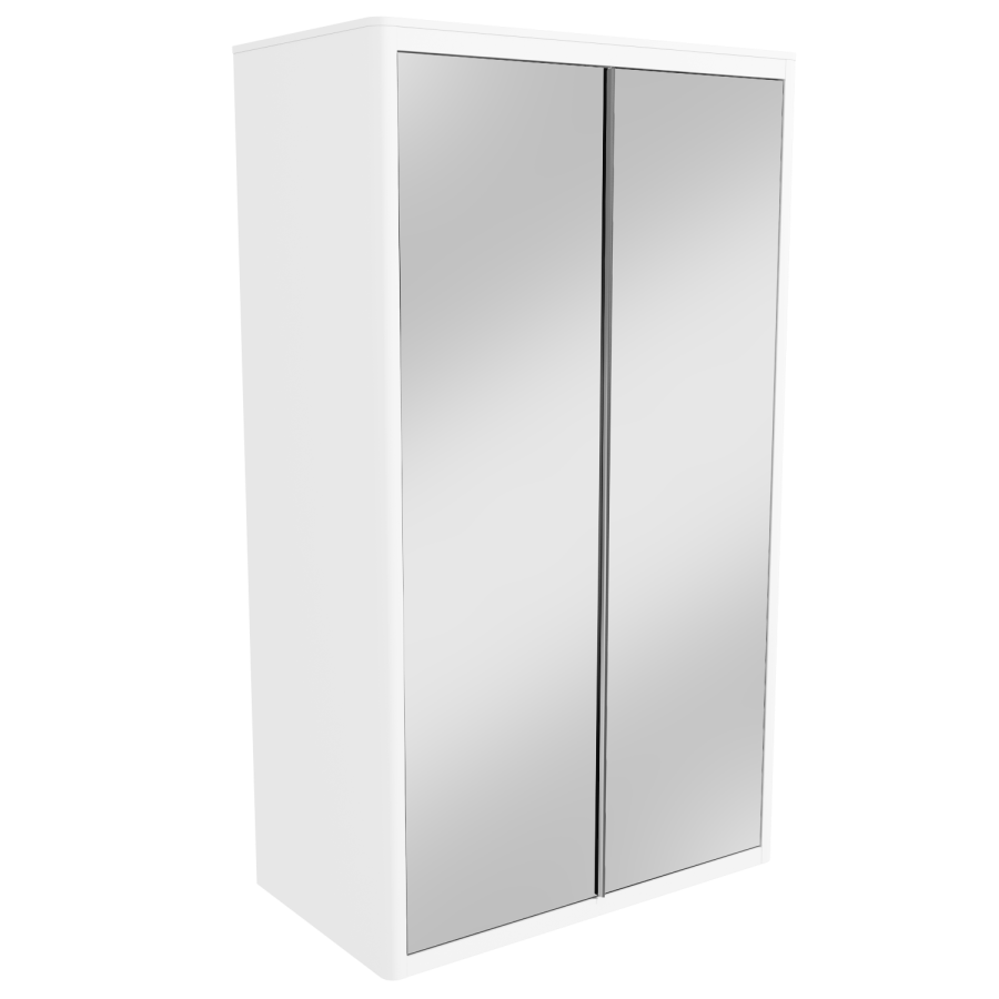 Grade A2 - White High Gloss 2 Door Double Mirrored Wardrobe with Curved Edges - Lexi
