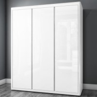 GRADE A1 - Lexi White High Gloss Triple Wardrobe With 3 Gloss Doors