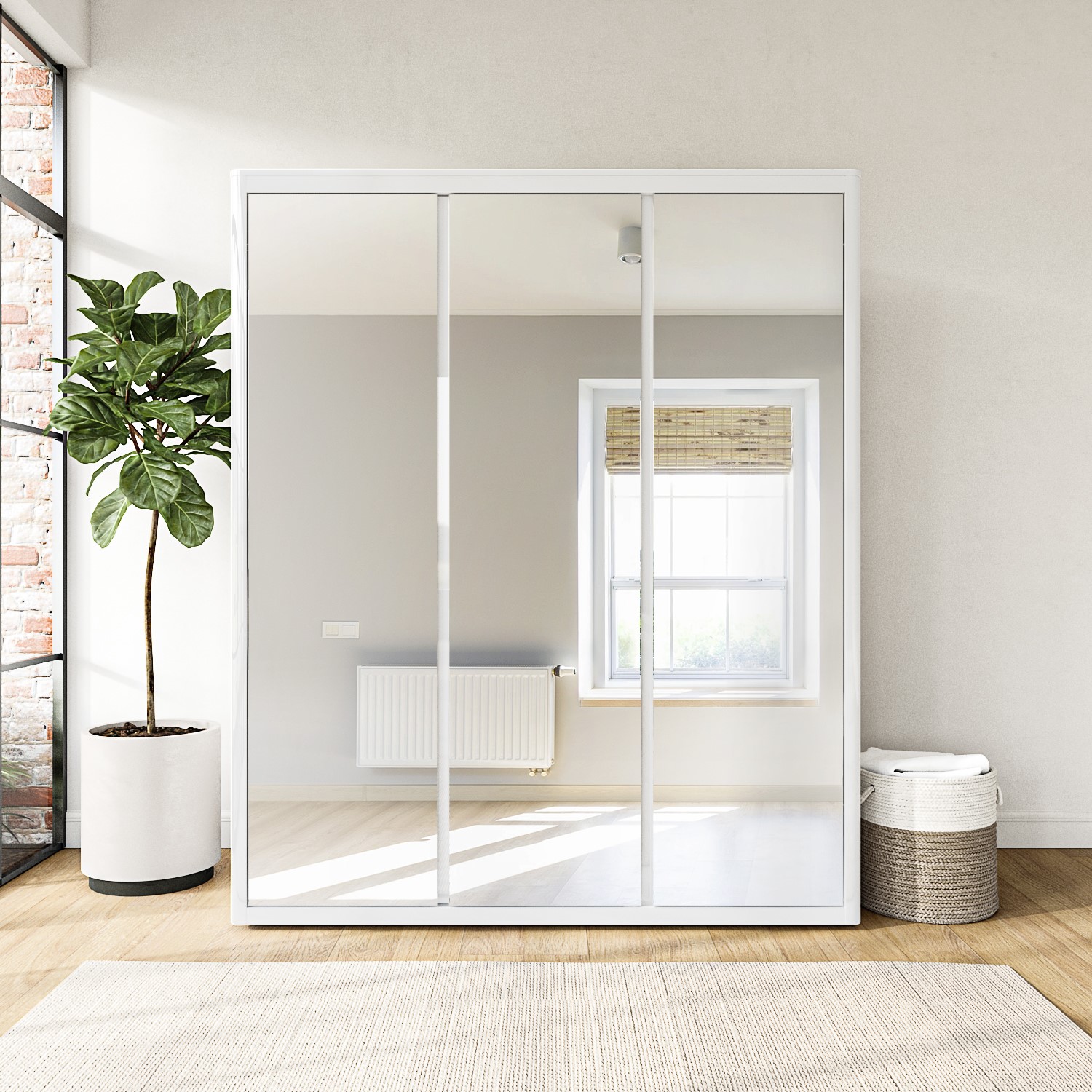 Gloss 3 Door Mirrored Wardrobe Soft Close Doors