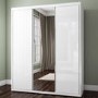 Lexi White High Gloss Triple Wardrobe With 2 Gloss 1 Mirror Doors