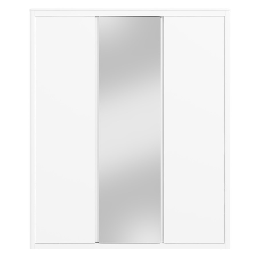 Lexi White High Gloss Triple Wardrobe With 2 Gloss 1 Mirror Doors