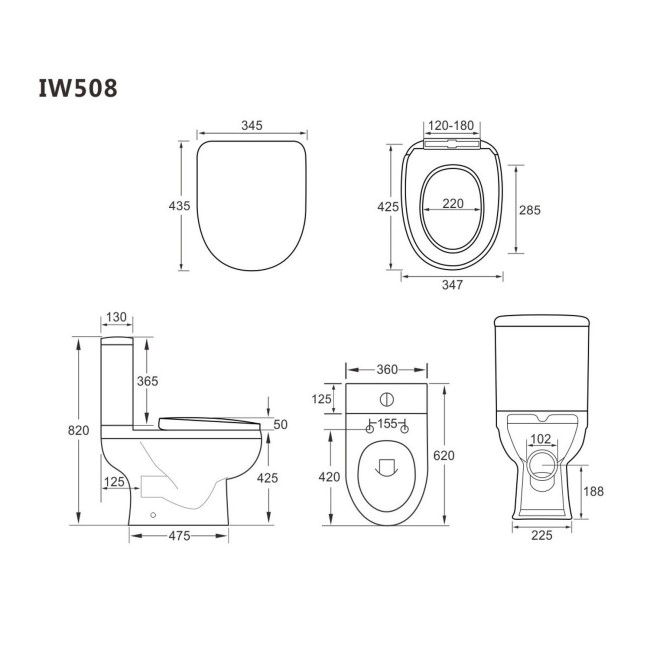 Modern Freestanding 1545mm Bath Suite with Toilet & Basin - Lisbon