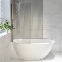 Freestanding Shower Bath Single Ended Left Hand Corner with Chrome Bath Screen 1650 x 740mm - Lisbon