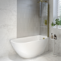 Freestanding Shower Bath Single Ended Right Hand Corner with Brass Bath Screen 1650 x 740mm - Lisbon