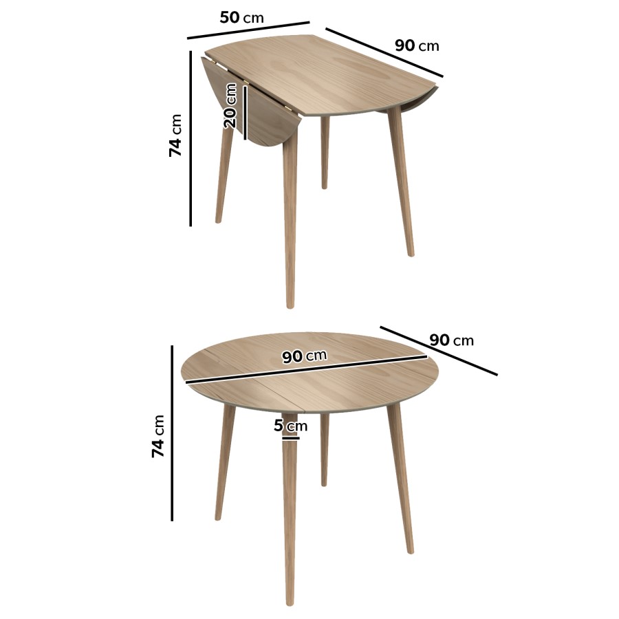 Round Oak Drop Leaf Dining Set with 2 Oak Spindle Dining Chairs