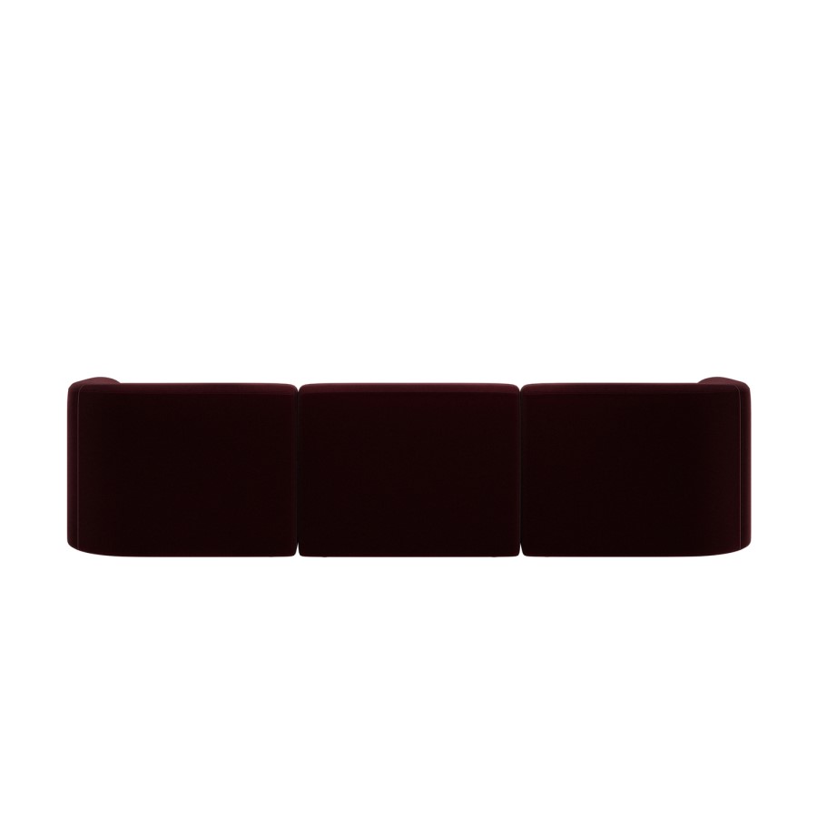 Large Burgundy Velvet 4-Seater U-Shape Modular Chaise Sofa - Laine