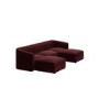 Large Burgundy Velvet 4-Seater U-Shape Modular Chaise Sofa - Laine
