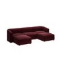 Large Burgundy Velvet 4-Seater U-Shape Modular Chaise Sofa - Laine