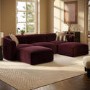 Large Burgundy Velvet 4-Seater U-Shape Modular Chaise Sofa - Laine